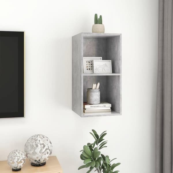 vidaXL Vegghengt TV-benk betonggrå 37x37x72 cm konstruert tre