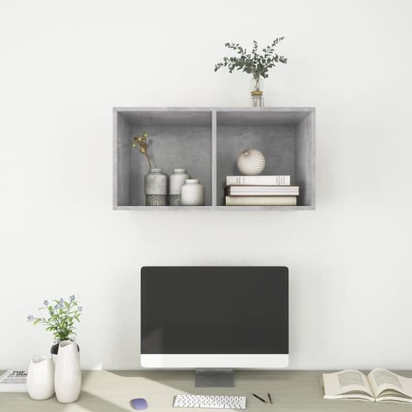 vidaXL Seinäkiinnitettävä TV-taso betoninharm 37x37x72 cm tekninen puu