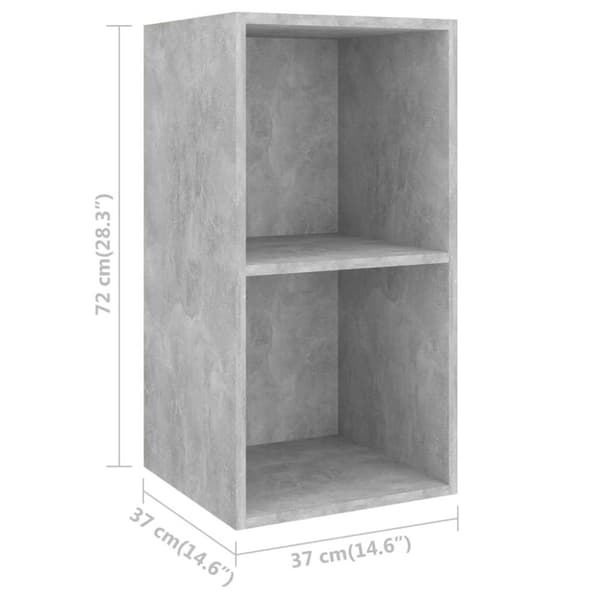 vidaXL Seinäkiinnitettävä TV-taso betoninharm 37x37x72 cm tekninen puu