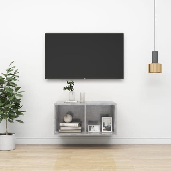 vidaXL Seinäkiinnitettävä TV-taso betoninharm 37x37x72 cm tekninen puu