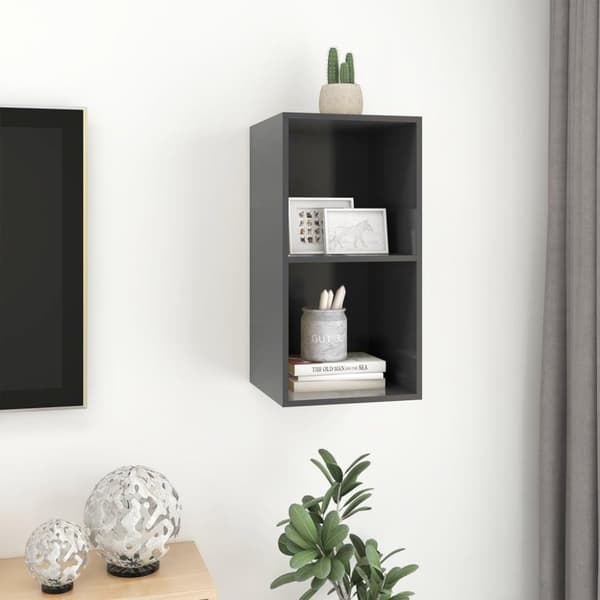 vidaXL Seinäkiinnitettävä TV-taso harmaa 37x37x72 cm tekninen puu