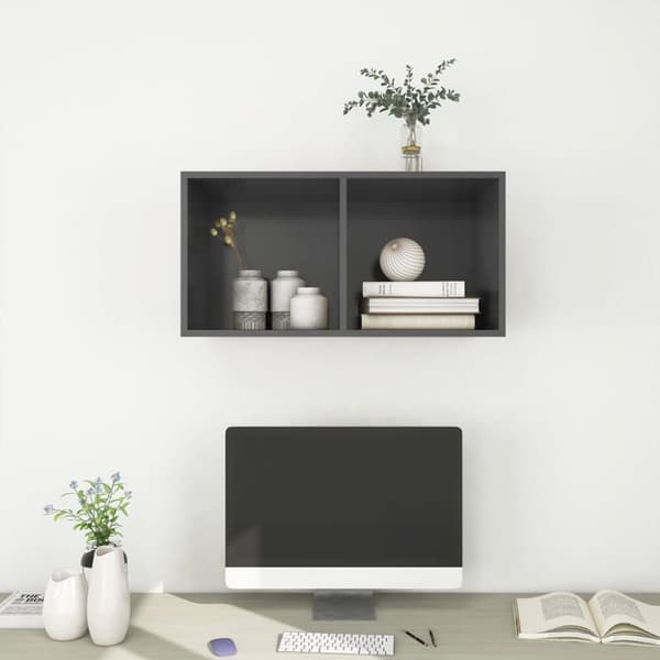 vidaXL Seinäkiinnitettävä TV-taso harmaa 37x37x72 cm tekninen puu