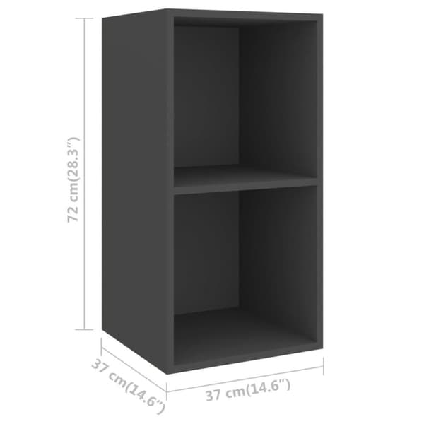 vidaXL Seinäkiinnitettävä TV-taso harmaa 37x37x72 cm tekninen puu