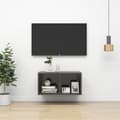 Pikkukuva 10 / 10: vidaXL Seinäkiinnitettävä TV-taso harmaa 37x37x72 cm tekninen puu