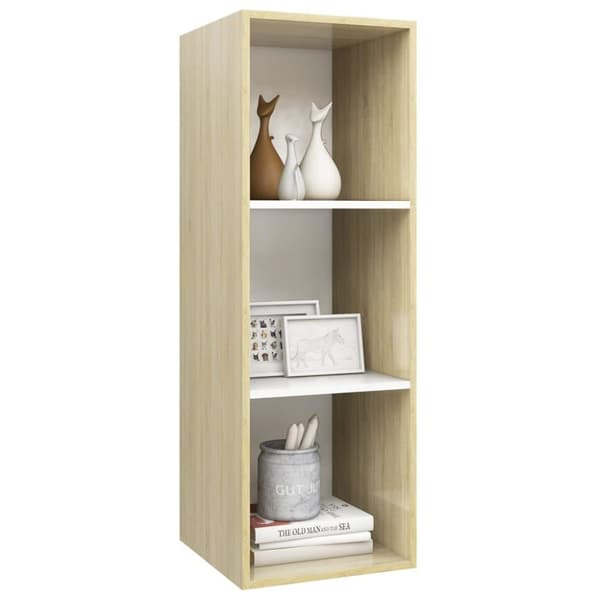 vidaXL væghængt tv-skab 37x37x107 cm konstrueret træ sonoma-eg og hvid
