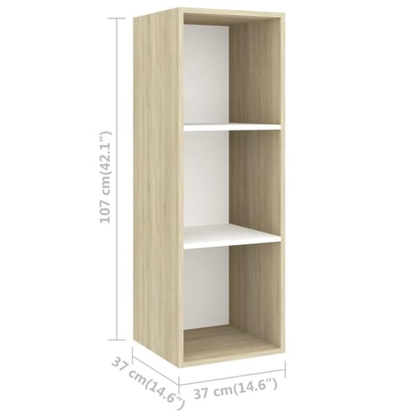 vidaXL væghængt tv-skab 37x37x107 cm konstrueret træ sonoma-eg og hvid