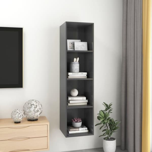 vidaXL væghængt tv-skab 37x37x142,5 cm konstrueret træ grå