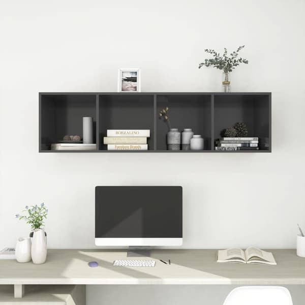 vidaXL væghængt tv-skab 37x37x142,5 cm konstrueret træ grå