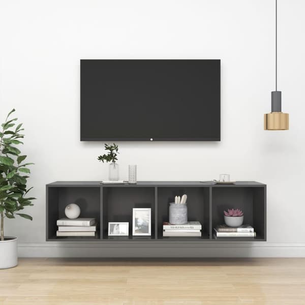vidaXL væghængt tv-skab 37x37x142,5 cm konstrueret træ grå