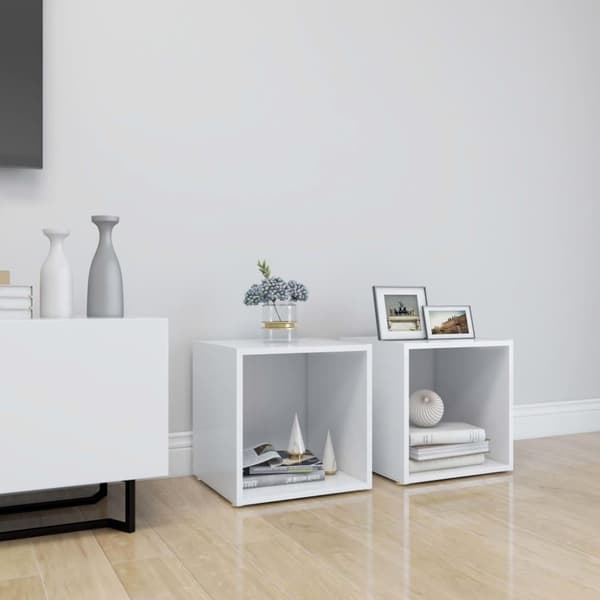 vidaXL TV-tasot 2 kpl valkoinen 37x35x37 cm lastulevy
