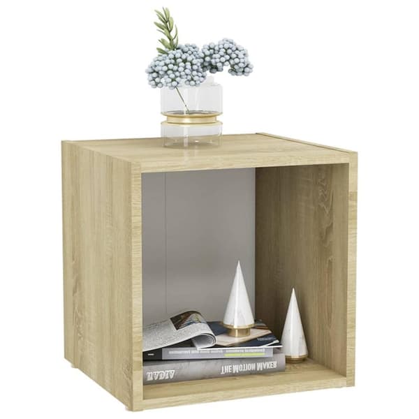 vidaXL TV-bänk 4 st vit och sonoma-ek 37x35x37 cm spånskiva