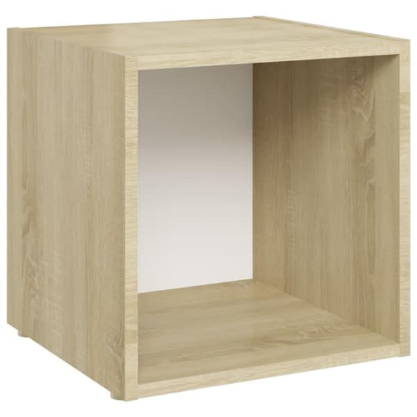 vidaXL TV-bänk 4 st vit och sonoma-ek 37x35x37 cm spånskiva
