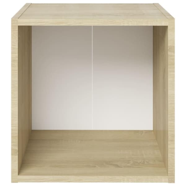 vidaXL TV-bänk 4 st vit och sonoma-ek 37x35x37 cm spånskiva