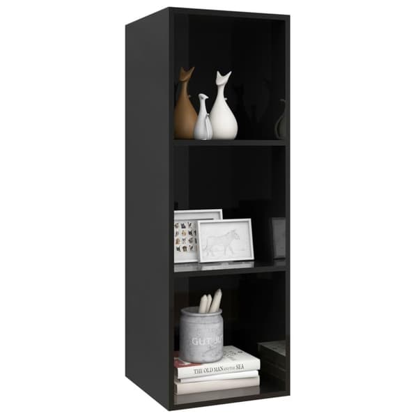 vidaXL Vegghengt TV-benk høyglans svart 37x37x107 cm konstruert tre
