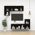 Miniatyrbilde 6 av 10: vidaXL Vegghengt TV-benk høyglans svart 37x37x107 cm konstruert tre
