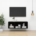 Miniatyrbilde 10 av 10: vidaXL Vegghengt TV-benk høyglans svart 37x37x107 cm konstruert tre