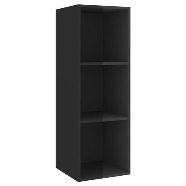 vidaXL Vegghengt TV-benk høyglans svart 37x37x107 cm konstruert tre
