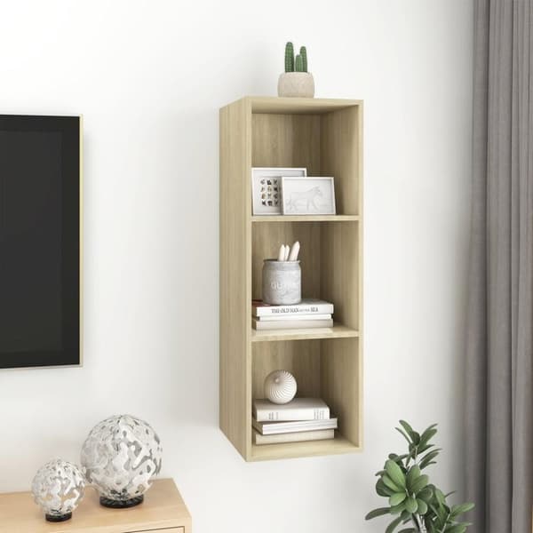 vidaXL Vegghengt TV-benk sonoma eik 37x37x107 cm konstruert tre