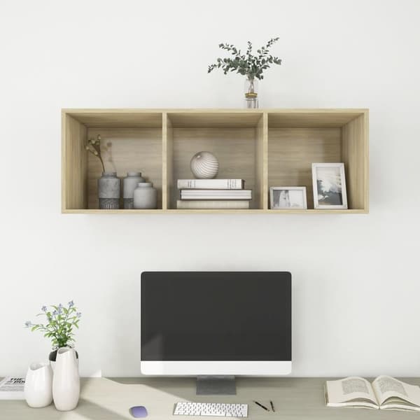 vidaXL Vegghengt TV-benk sonoma eik 37x37x107 cm konstruert tre