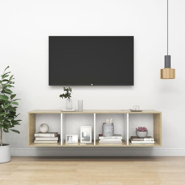 vidaXL Vegghengt TV-benk sonoma eik og hvit konstruert tre