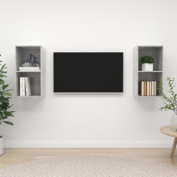 vidaXL væghængte tv-skabe 2 stk. spånplade betongrå