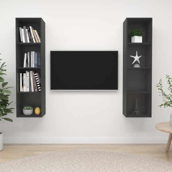 vidaXL væghængte tv-skabe 2 stk. spånplade grå