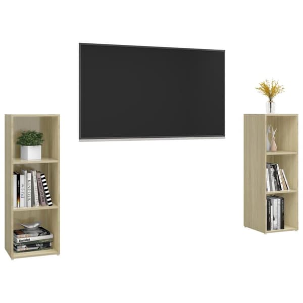 vidaXL TV-benker 2 stk sonoma eik 107x35x37 cm sponplate