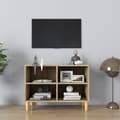 Miniatyrbild 7 av 9: vidaXL TV-bänk med massiva ben sonoma-ek 69,5x30x50 cm