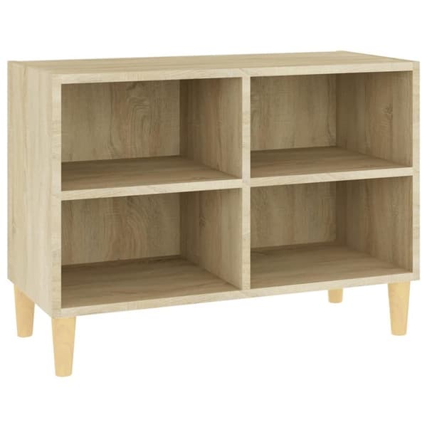 vidaXL TV-bänk med massiva ben sonoma-ek 69,5x30x50 cm