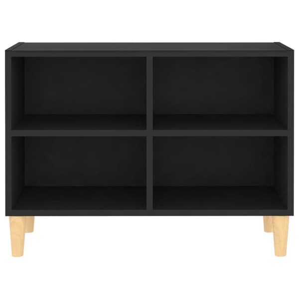 vidaXL TV-benk med ben i heltre svart 69,5x30x50 cm