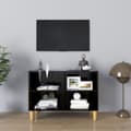 Miniatyrbilde 7 av 9: vidaXL TV-benk med ben i heltre svart 69,5x30x50 cm