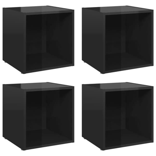 vidaXL TV-benker 4 stk høyglans svart 37x35x37 cm sponplate