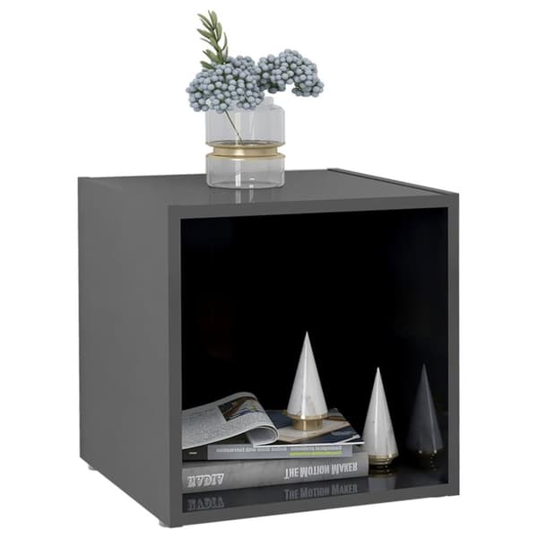 vidaXL TV-tasot 2 kpl korkeakiilto harmaa 37x35x37 cm lastulevy