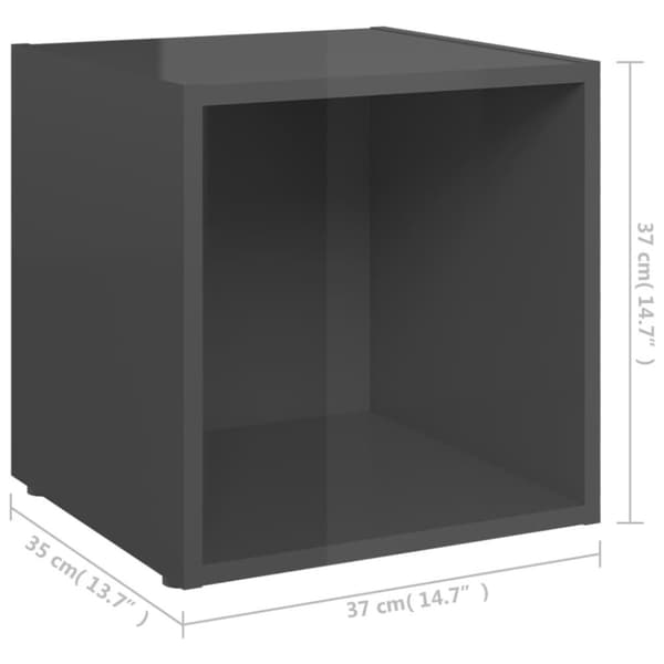 vidaXL TV-tasot 2 kpl korkeakiilto harmaa 37x35x37 cm lastulevy
