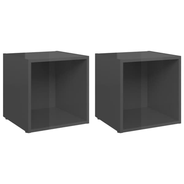 vidaXL TV-tasot 2 kpl korkeakiilto harmaa 37x35x37 cm lastulevy