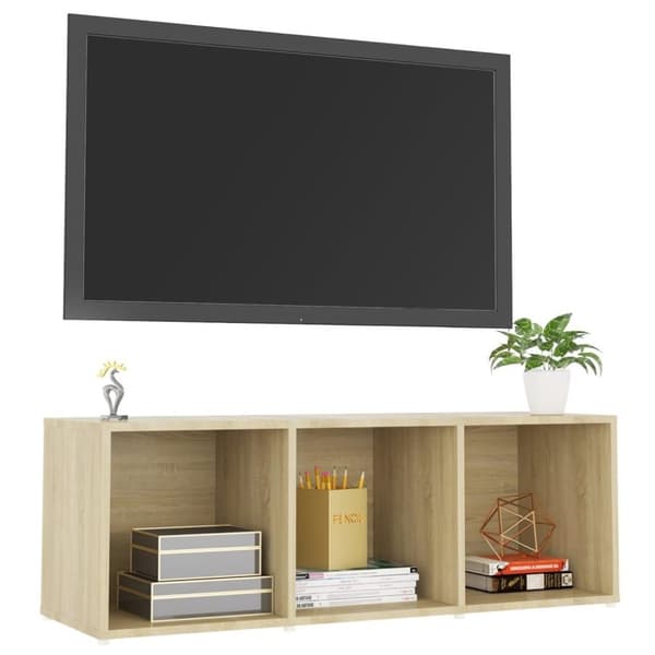 vidaXL TV-benk sonoma eik 107x35x37 cm sponplate