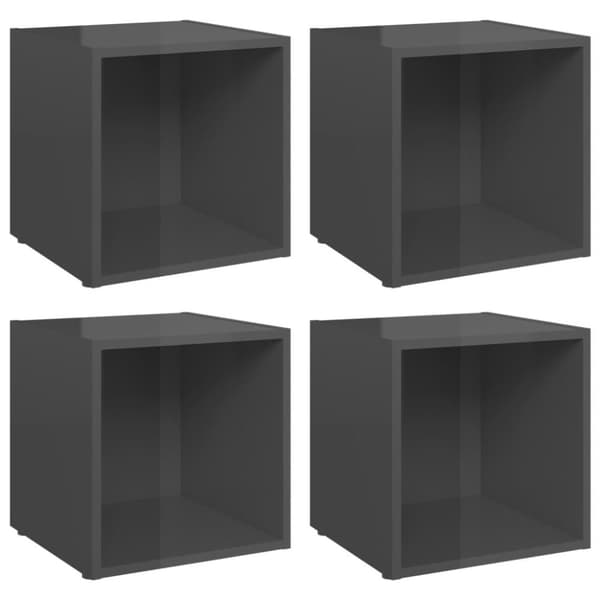 vidaXL TV-benker 4 stk høyglans grå 37x35x37 cm sponplate