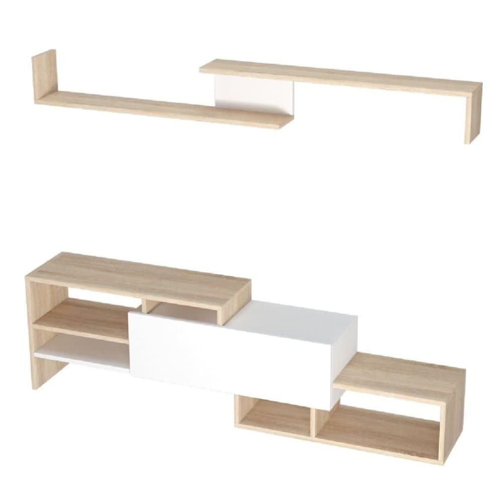 Homemania TV-bänk Fenice 150x27x45 cm vit och sonoma