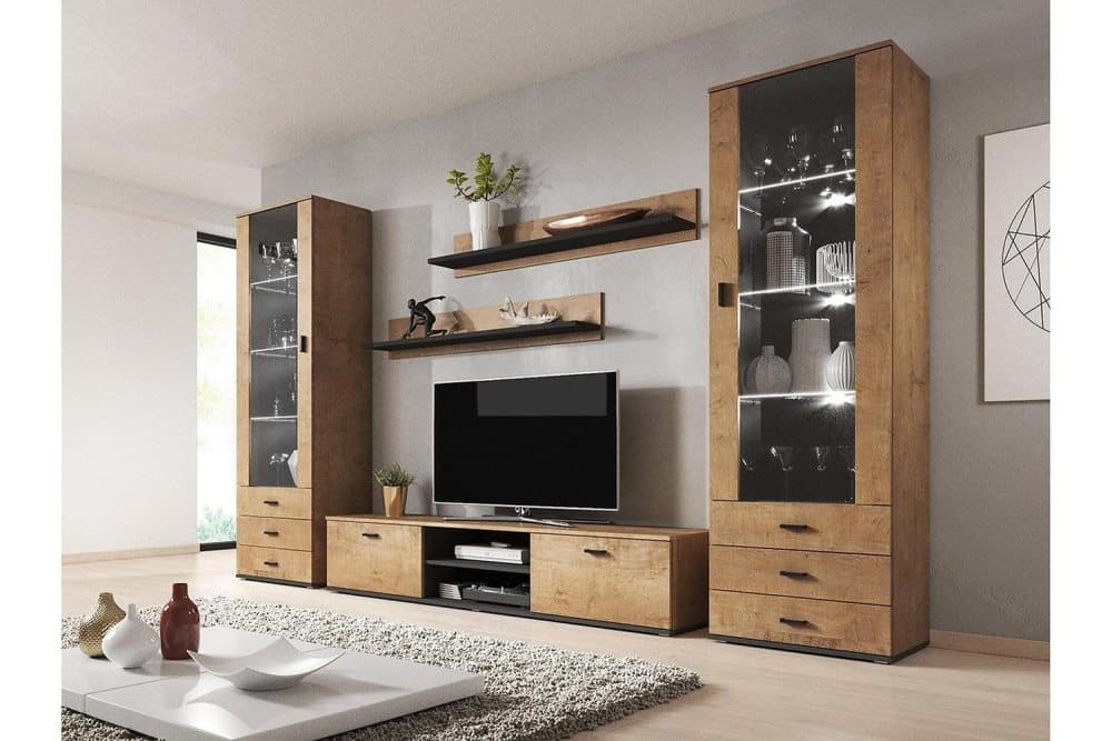 SOHO IV 300x192x43 TV-MÖBELSET EK/SVART MED LED