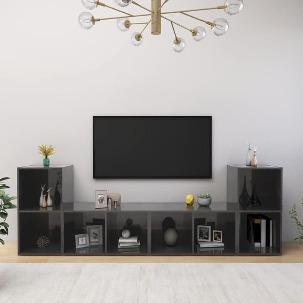 vidaXL TV-skåp 4 st grå högglans 72x35x36,5 cm spånskiva