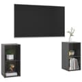 Miniatyrbild 3 av 10: vidaXL TV-skåp 2 st grå högglans 72x35x36,5 cm spånskiva