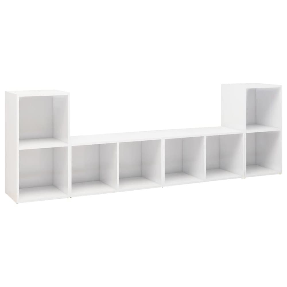 vidaXL TV-skåp 4 delar vit högglans 72x35x36,5 cm spånskiva
