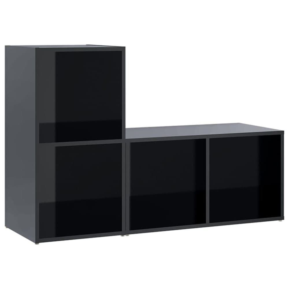 vidaXL TV-skåp 2 st svart högglans 72x35x36,5 cm spånskiva