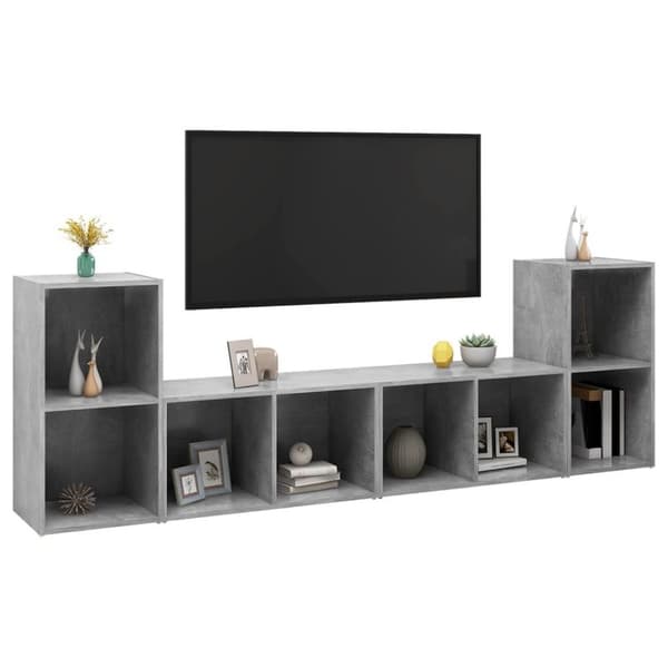 vidaXL TV-benker 4 stk betonggrå 72x35x36,5 cm sponplate