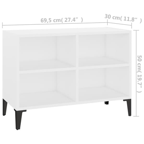 vidaXL TV-taso metallijaloilla valkoinen 69,5x30x50 cm
