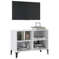 Miniatyrbilde 3 av 9: vidaXL TV-benk med metallben høyglans hvit 69,5x30x50 cm