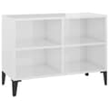 Miniatyrbilde 1 av 9: vidaXL TV-benk med metallben høyglans hvit 69,5x30x50 cm