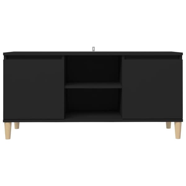 vidaXL TV-benk med ben i heltre svart 103,5x35x50 cm