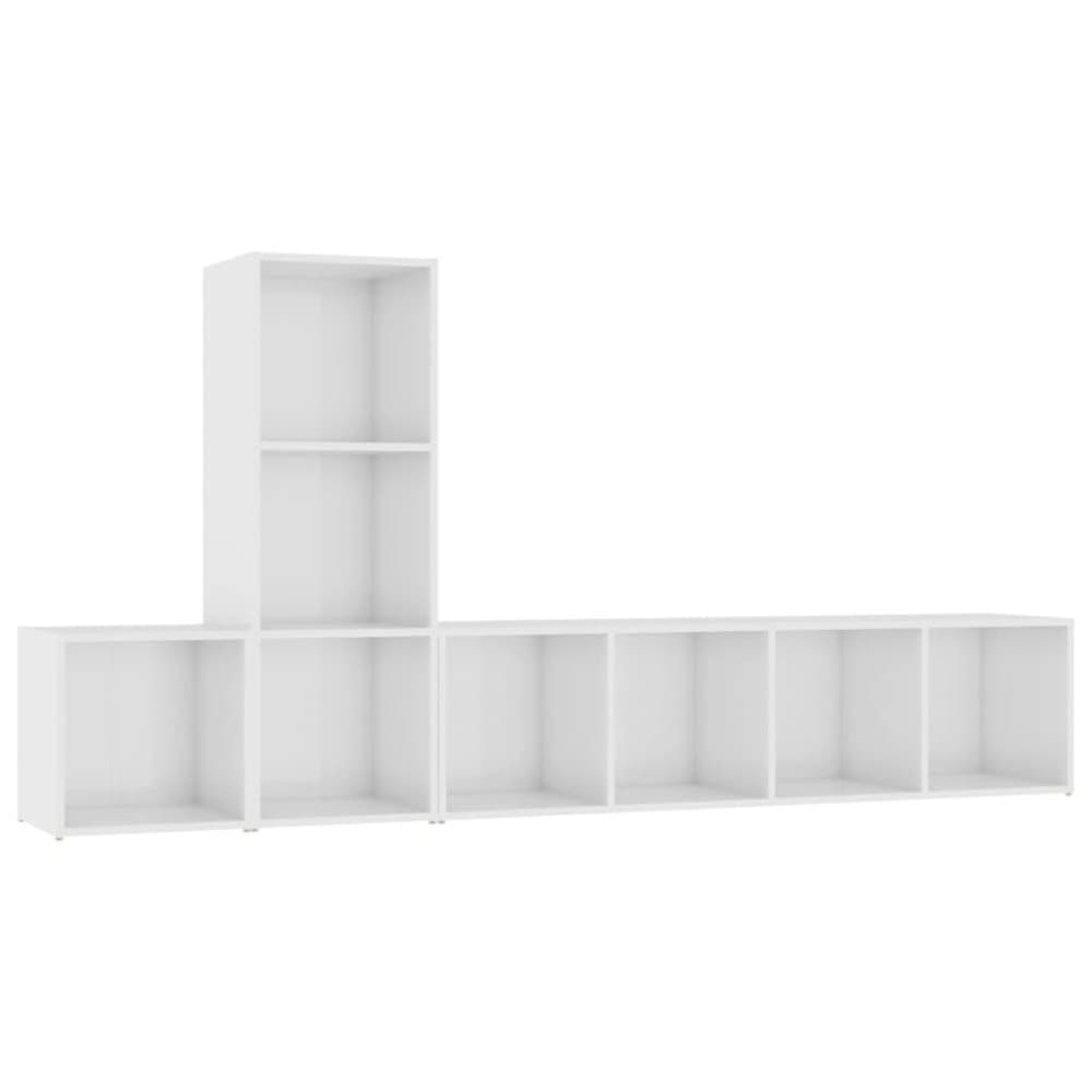 vidaXL TV-skåp 3 delar vit högglans spånskiva