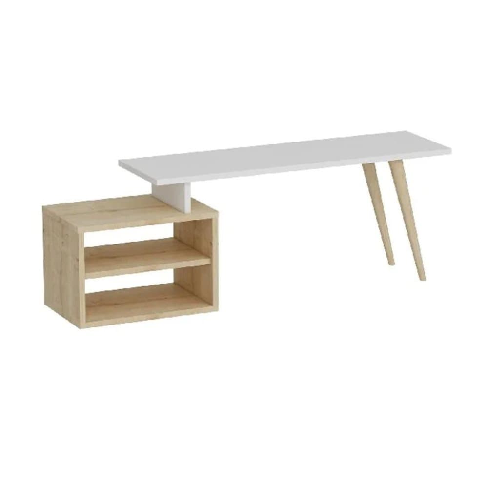 Homemania TV-bänk Gold 125,2x29,5x42,8 cm vit och ek